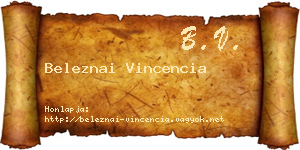 Beleznai Vincencia névjegykártya